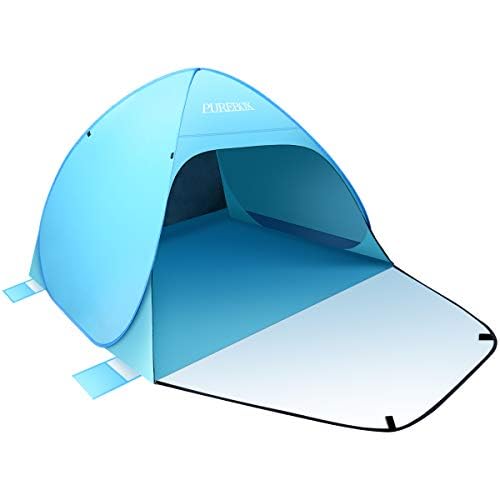 Tente de plage pliable PUREBOX pour 2 à 4 personnes, grande tente légère avec porte zippée, protection UV 50+, idéale pour les barbecues et la randonnée.